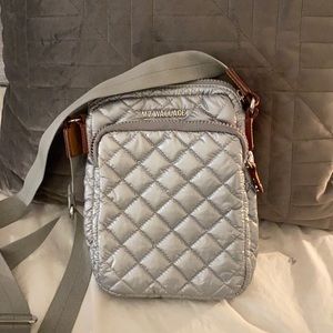 Silver hot pink interior crossbody